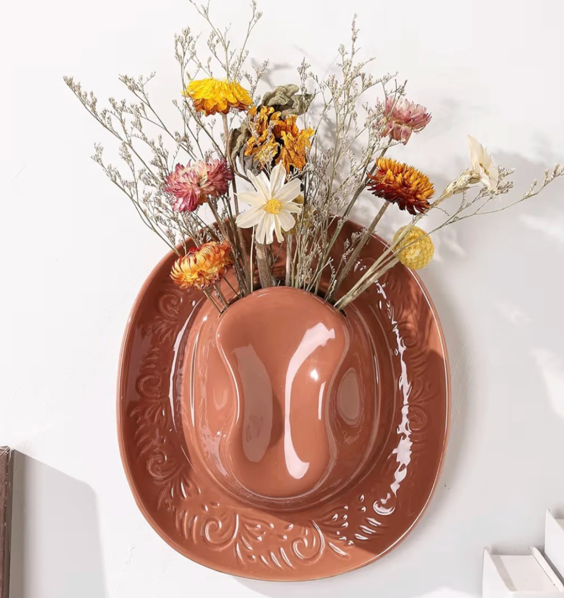 Cowgirl Hat Flower Vase