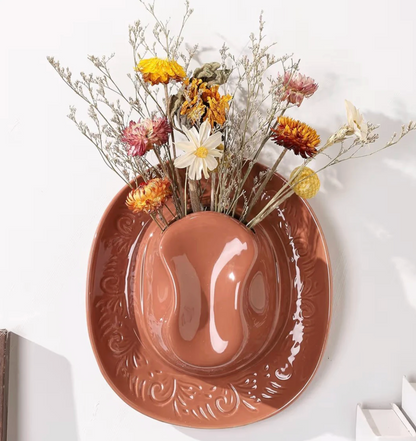 Cowgirl Hat Flower Vase