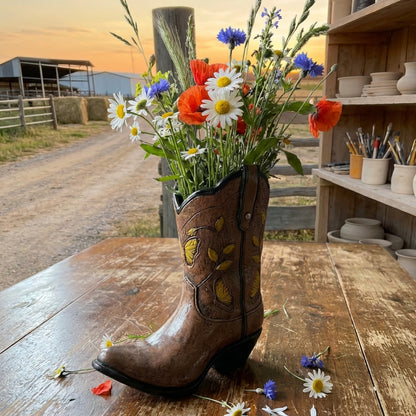 Cowgirl Boot Flower Vase
