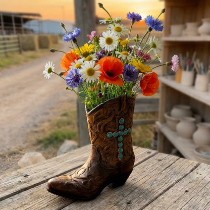 Cowgirl Boot Flower Vase