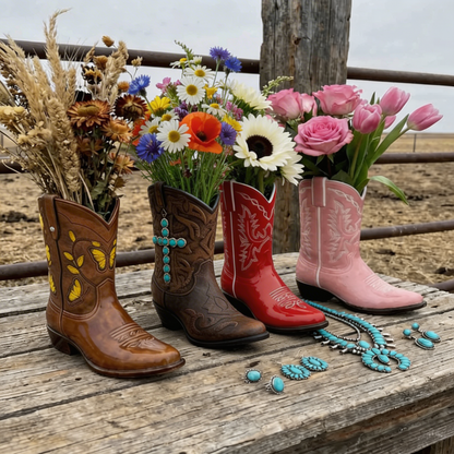 Cowgirl Boot Flower Vase